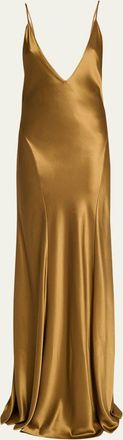 Saint Laurent Satin Drop Waist Gown