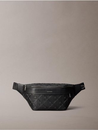 Calvin Klein Mens Debossed Emblem Logo Belt Bag - Black