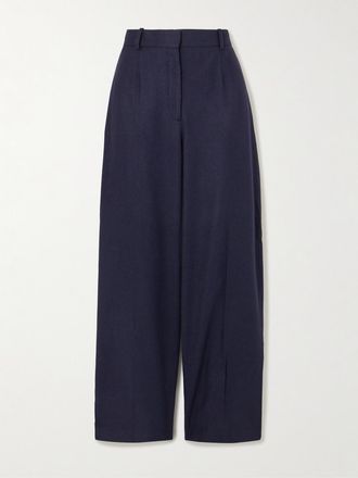 Toteme Pantaloni A Gamba Larga In Flanella Con Pinces - Blu