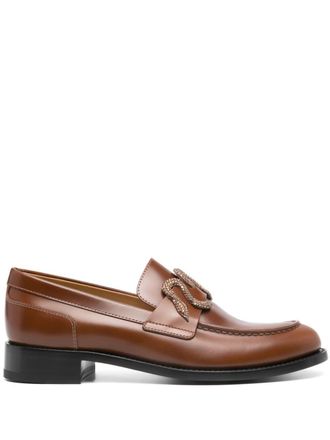 Rene Caovilla Mocassini Morgana con strass - Marrone