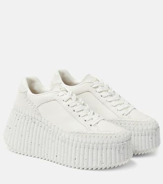 Chloé Womens Kick Leather Sneakers in Pink | Size 36