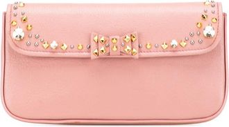 Miu Miu Pre-owned Miu Miu Goatskin Madras Crystal Studded Clutch RT89LVNK13TK4O99