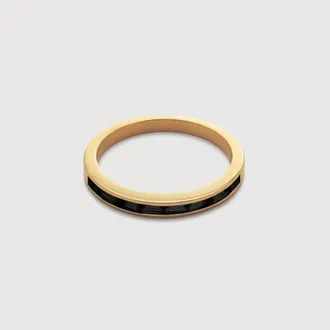 Monica Vinader Gold Mini Baguette Gemstone Half Eternity Ring Black Spinel