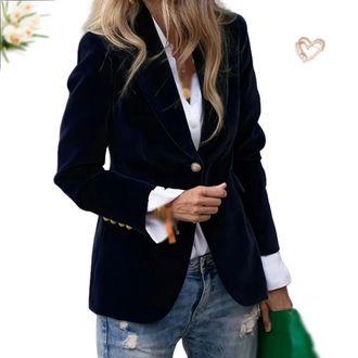 Generic Womens Velvet Blazer Suit Jackets, 2025 Vintage Velvet Jacket, Business Casual Button up Fall Winter Outerwear for Women (Black,L)