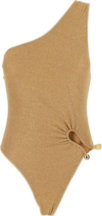 Os&eacute;ree Lumiere Stones One Shoulder Maillot - Dames - Badpakken - Beige - M - Badmode