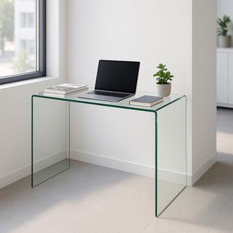 Dmora Consola Cavedine, Estantes, Compartimentos, 100x33x75h Cm Transparente
