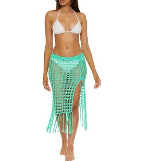 BECCA by Rebecca Virtue Venica Open Knit Cover-Up Skirt in Aqua Sea at Nordstrom Rack, Size Small