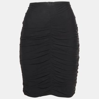 Armani Black Silk Ruched Mini Skirt