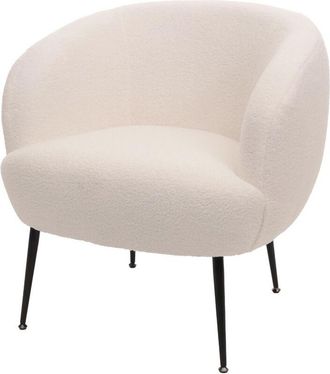Hhg Hhg - Sill&oacute;n De Sal&oacute;n 442, Sill&oacute;n De C&oacute;ctel/club Sill&oacute;n Tapizado, Tela/textil Boucl&eacute; (330g/m&sup2;) Metal Mvg, Blanco