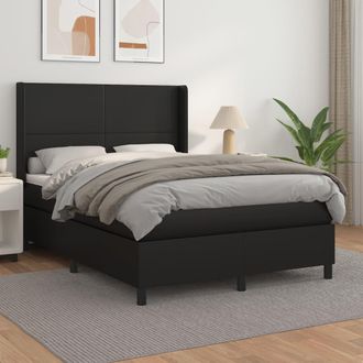 vidaXL Vidaxl - Cama Box Spring Con Colch&oacute;n Cuero Sint&eacute;tico Negro 140x200cm