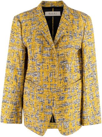 Marni Yellow/Black/Ecru Boucle Tweed Tailored Jacket Size XS