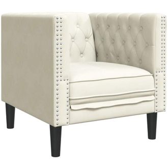 vidaXL Sill&oacute;n Chesterfield De Terciopelo Blanco Crema Vidaxl