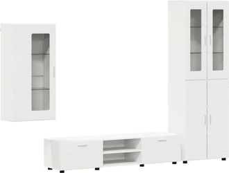 vidaXL TV Cabinet Set with Drawer with Shelf White Engineered Wood vidaXL
