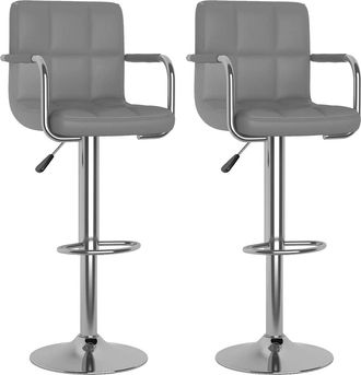 vidaXL Vidaxl - Taburetes De Cocina 2 Unidades Cuero Sint&eacute;tico Gris