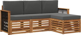 vidaXL Conjunto De Sof&aacute;s De Exterior 4 Uds. Natural Y Antracita Vidaxl