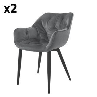 ML Design 2x Sillas de comedor color antracita en tapizado funda de terciopelo