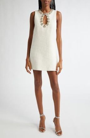 Cinq &agrave; Sept Franchelle Crystal Embellished Tweed Minidress in Gardenia at Nordstrom Rack, Size 12