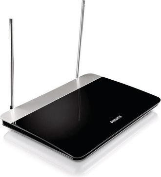 Philips Antena De Tv De Interior Con Ganancia Ajustable, Cable Coaxial De 1,8 M, 75 Ohmios, Filtro 3g/4g, Compatible Con Dvb-t/t2 Y Red