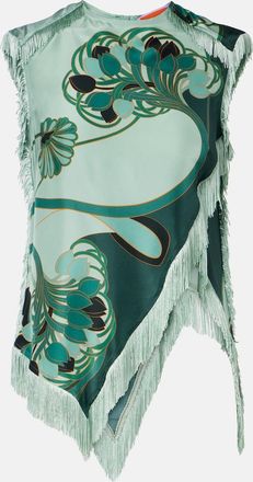 La DoubleJ Top Scarf de gasa de seda estampado