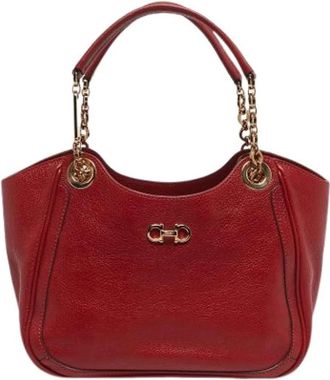 Ferragamo Pre-owned Lederen Handtas - Dames - Vintage Handtas - Rood - ONE Size - Leer - Vintage
