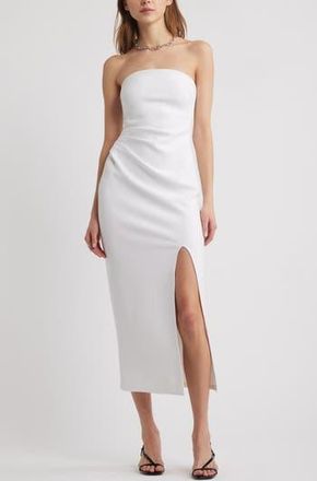 Open Edit Ruched Strapless Maxi Dress in White at Nordstrom Rack, Size Small
