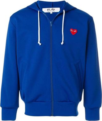 Comme Des Gar&ccedil;ons Heart Emblem Zip Hoodie - Heren - Vesten met rits - Blauw - L - Katoen - Hoodies & sweatvesten
