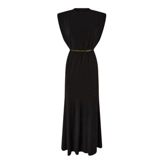 Pinko Alexiana Jurk - Dames - Maxi kleedjes - Zwart - XS - Leer - Kleedjes