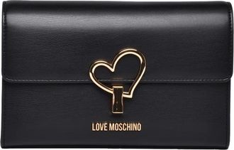 Love Moschino Crossbody Bag With Heart-Shaped Clasp And Gold Chain