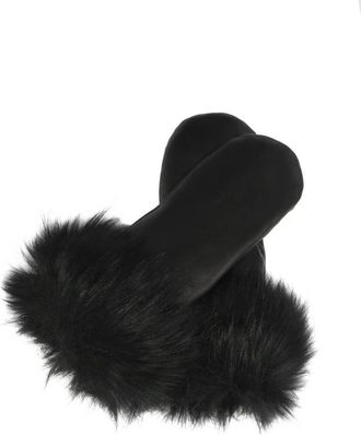 Kazar Elegante leren dameshandschoenen afgewerkt met synthetische bont - Dames - Handschoenen - Zwart - M - Leer - Accessoires