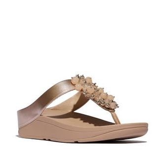 FitFlop Fino Bauble-bead toe-post sandals in Metallic Classic Beige at Nordstrom, Size 6.5