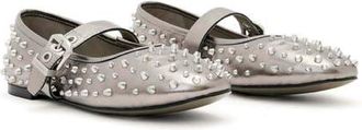 AllSaints Holly Studded Ballet Flat in Gunmetal Grey at Nordstrom, Size 11Us