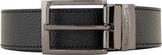 Emporio Armani Palmellato Leren Reversible Riem met Print - Heren - Riemen - Zwart - ONE Size - Leer - Accessoires