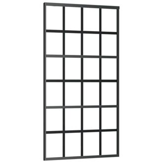 Berkfield Home Sliding Door with Hardware Set ESG Glass&Aluminium 102x205 cm in Black