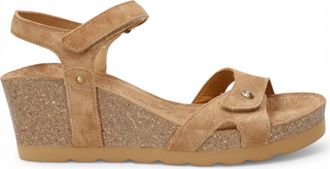Panama Jack Dames Wedge Bark Bruine Su&egrave;de Leren Sandals - Julia B74