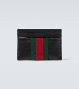 Gucci Tarjetero Trademark de piel con Web