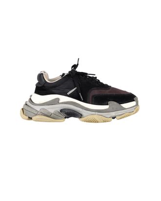 Balenciaga Pre-owned Mens Triple S Sneakers in Black and Burgundy Suede - Size EU 39