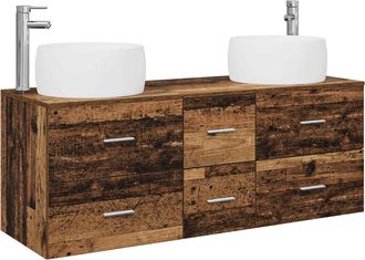vidaXL Juego De Muebles De Ba&ntilde;o 3 Uds. Madera Envejecida Vidaxl