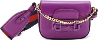 Gucci Horsebit 1955 Flap Wallet with Strap Leather crossbody bag - Paars