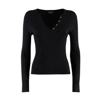 Nenette V-hals Breiwerk - Dames - Truien - Zwart - Maat: XS Viscose