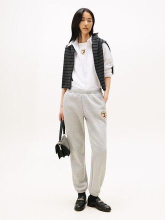 Tommy Hilfiger Womens Crest Logo Fleece Sweatpant - Grey - XL
