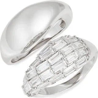 Nordstrom Set of 2 Cubic Zirconia Sculpted Rings in Sterling Silver Plated at Nordstrom Rack, Size 7