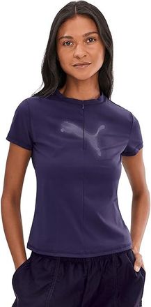 Puma Dare To Slim Fit Half Zip Graphic T-Shirts Womens Workout Deep Plum : SM, Elastane/Nylon
