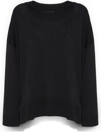 Elena Miro Viscose Blend Trui met Ronde Hals - Dames - Ronde hals truien - Zwart - L/Xl - Nylon - Truien & Vesten