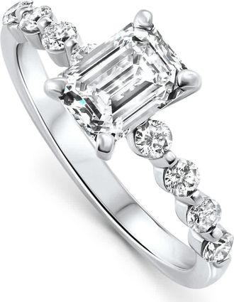 Pompeii3 Certified 2 1/3Ct Emerald Cut Diamond Engagement Ring 14k Gold Lab Grown
