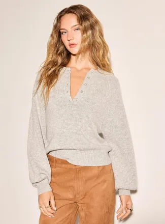 Icone Womens Touch of wool raglan sleeves Henley Shirt sweater