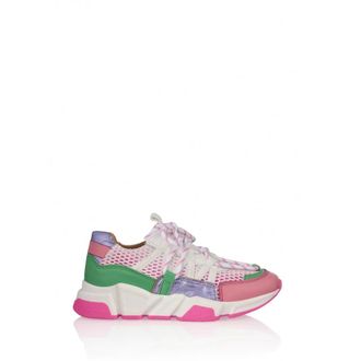 DWRS Dwrs, Schoenen, Dames, Wit, 37 EU, Leer, Leren sneakers met kanten inzet