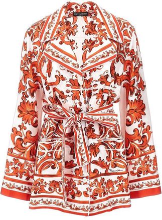 Dolce & Gabbana Maiolica print silk Vanity shirt Woman 44