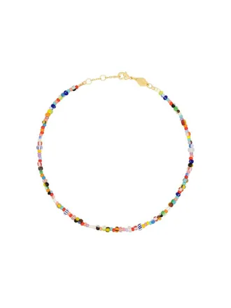 Anni Lu 18kt gold-plated Petit Alaia anklet - women - Gold Plated Brass/glass - One Size - Blue