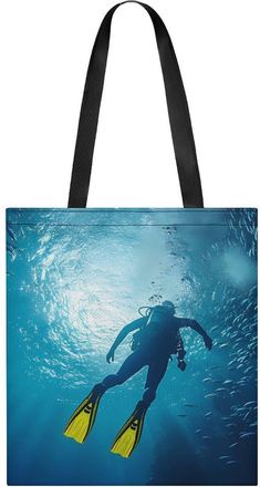 Generic Hawaii Diver And Fish Tote Bag for Women Men Shoulder Bags Purses Pouch Handbags