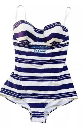 Dolce & Gabbana Blue and White Striped Swimsuit Size S
